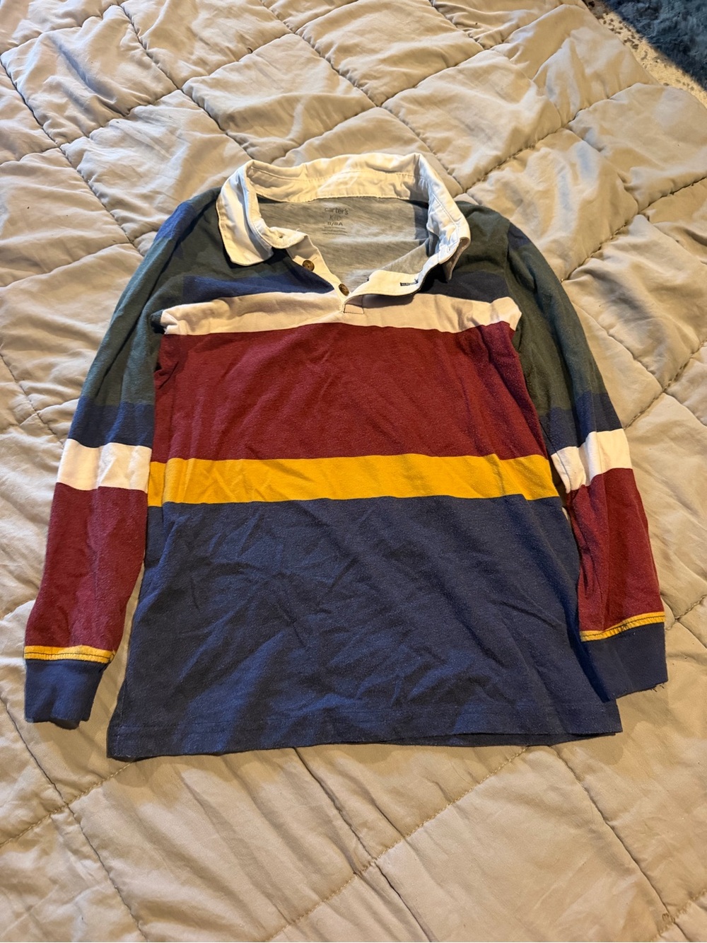 Carter's Long Sleeve Rugby-Style Stripe Tee - Blue, Maroon & Yellow